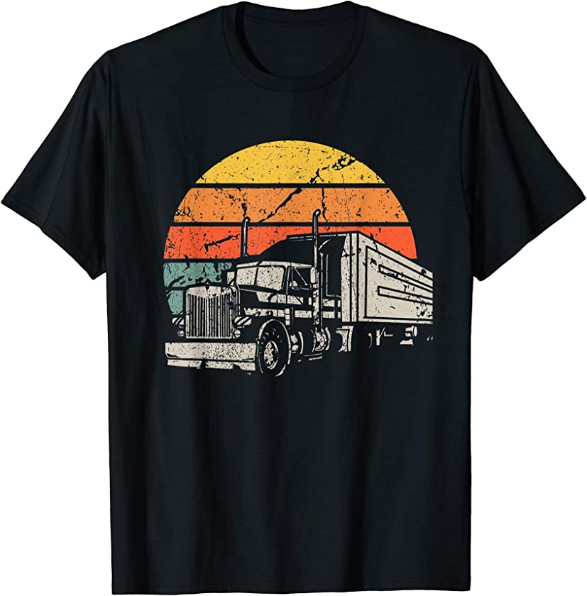 Vintage Truck Driver Gift Retro Sun Driving Trucker T-Shirt