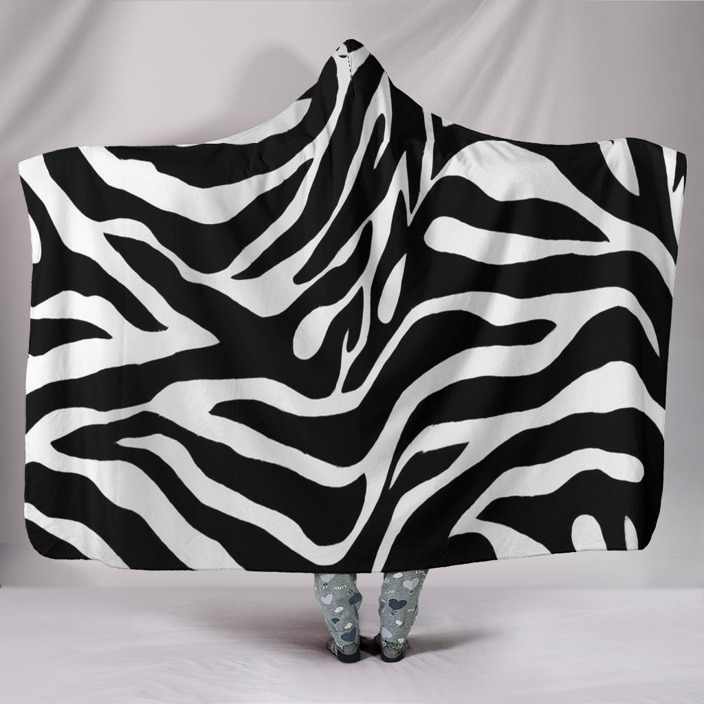 Zebra Pattern Hooded Blanket