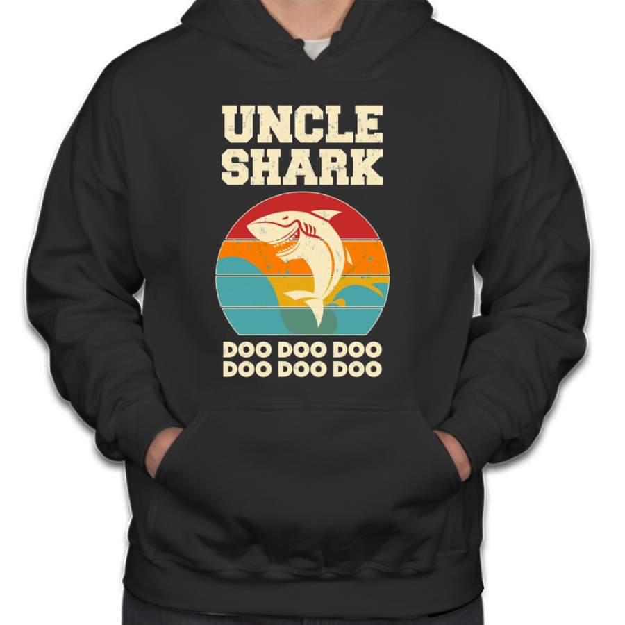 Uncle Shark Retro Vintage Fathers Day Dad Hoodie