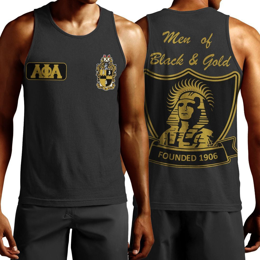 Wonderprint Tank Top  Black And Gold Alpha Phi Alpha Tank Top