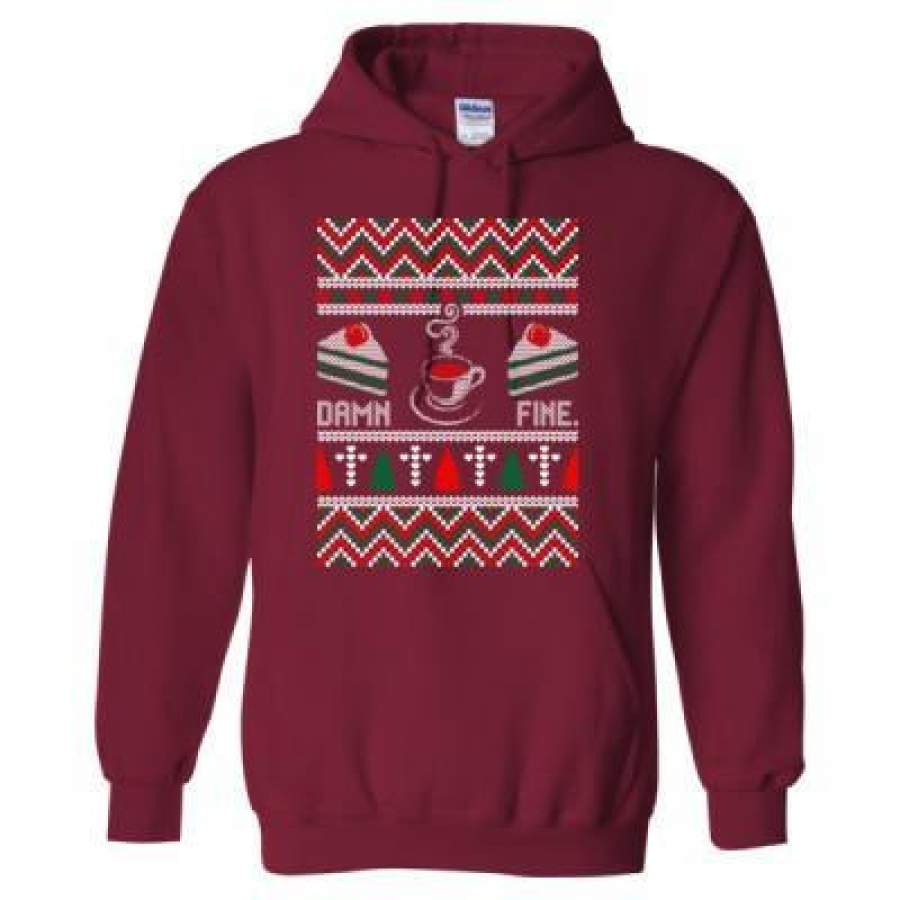 Agr Damn Fine Coffee Cake Ugly Christmas Ugly Sweater Xmas – Heavy Blend™ Hooded Sweatshirt