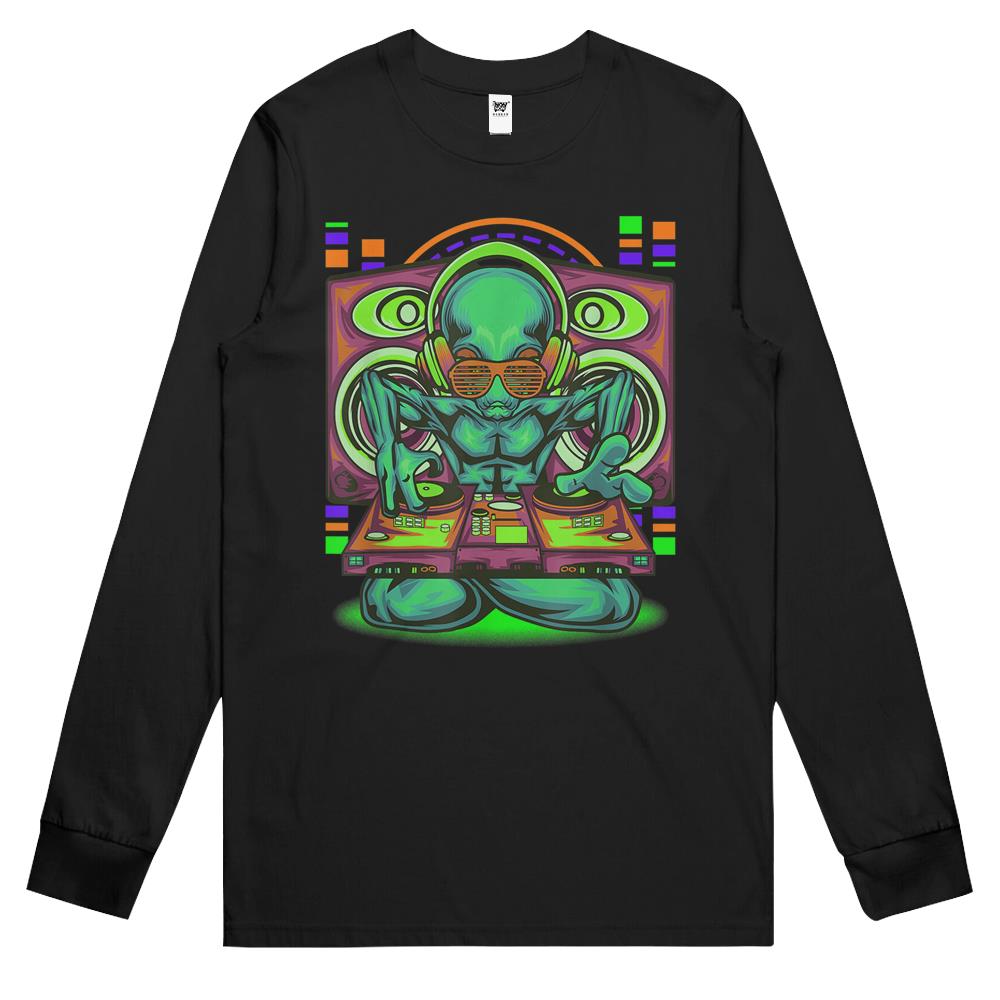 Ailen Shirt, Ufo Shirt, Ufo Long Sleeve T Shirts, Long Sleeve T Shirts Ufo, Alien Dj Inspired Alien Turntables Related Ufo House Music D Gift Long Sleeve T Shirts