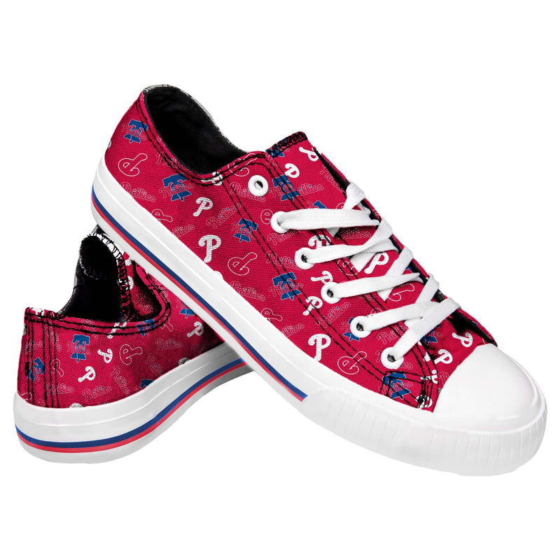 Philadelphia Phillies MLB Womens Low Top Repeat Print Canvas Shoes