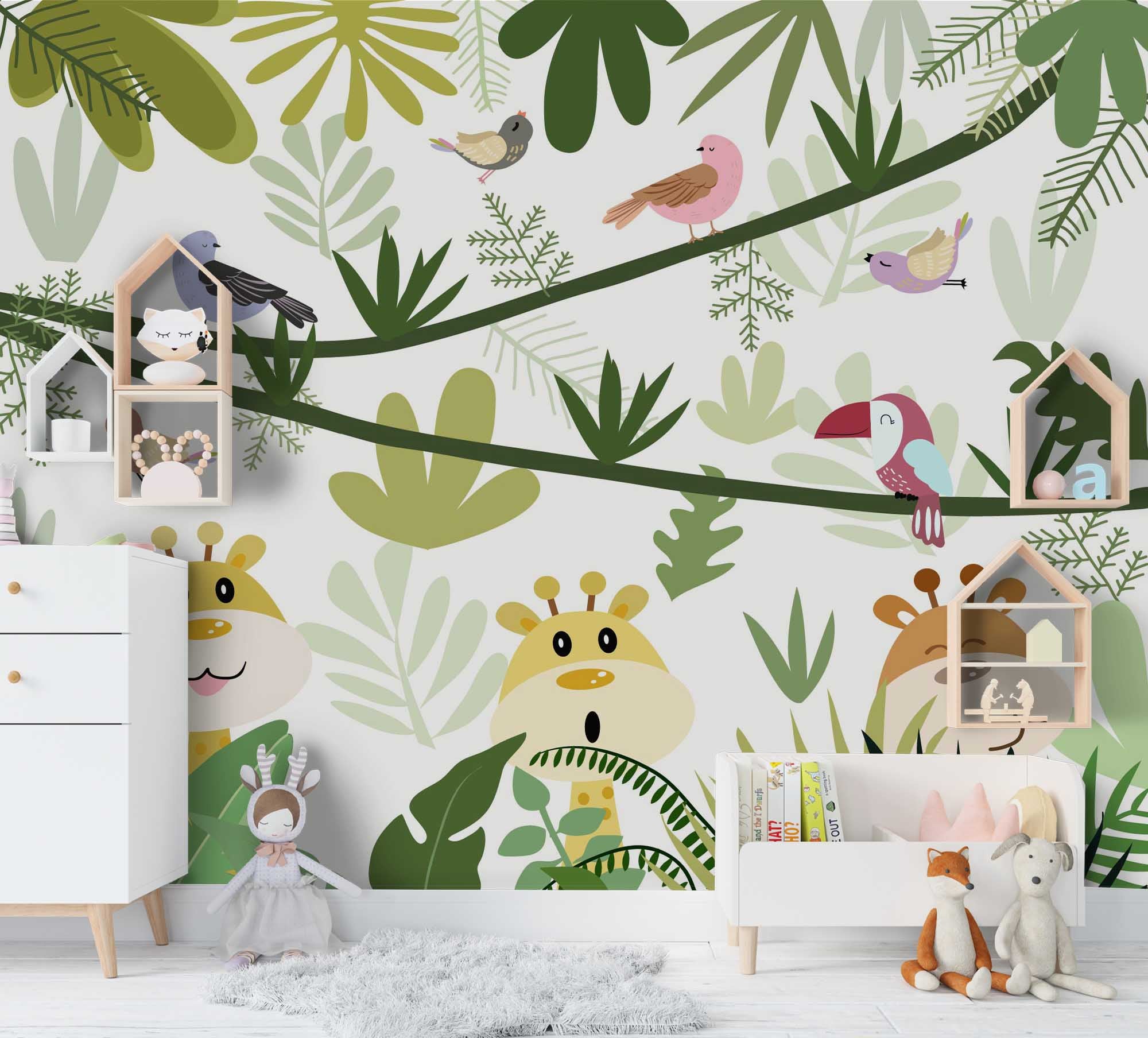 3D Tropical Animals Plants Wall Mural Wallpaper A123 Lqh