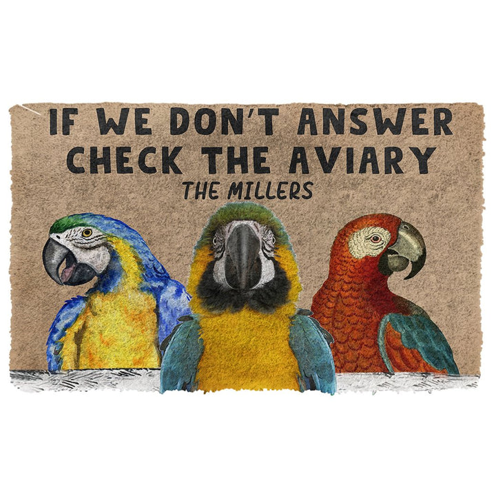 Waybackapparel Check The Parrot Aviary Custom Name 3D Doormat