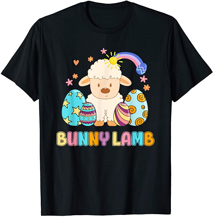 Mens Bunny Lamb Christian Easter Religious Easter Color Eggs T-Shirt