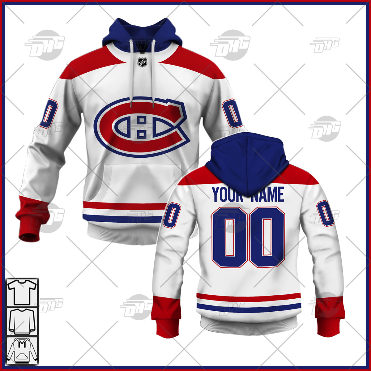 Personalized Mens Montreal Canadiens 2022 White Away Jersey Personalize Hoodie