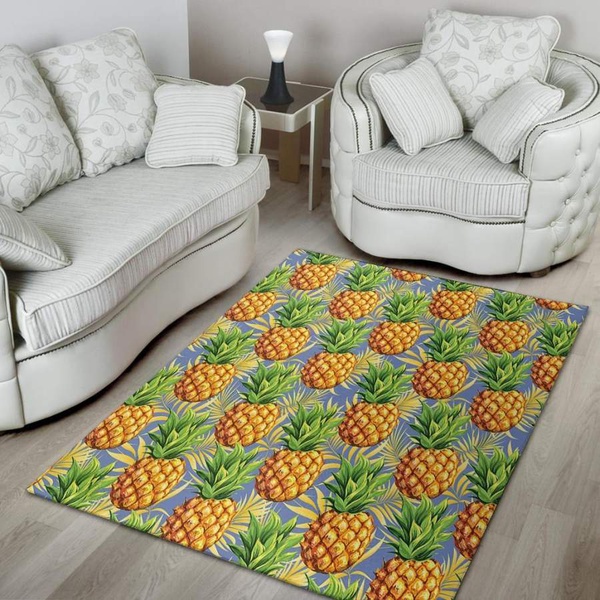 Yellow Pineapple Hawaiian Print Area Rug