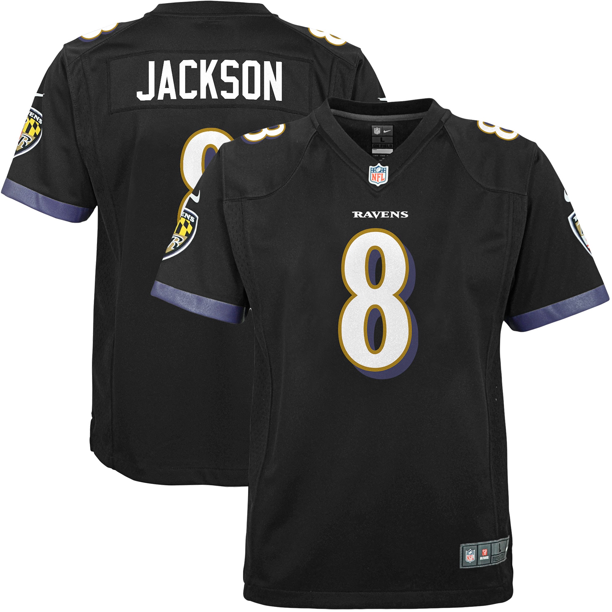 Lamar Jackson Baltimore Ravens Youth Game Jersey – Black