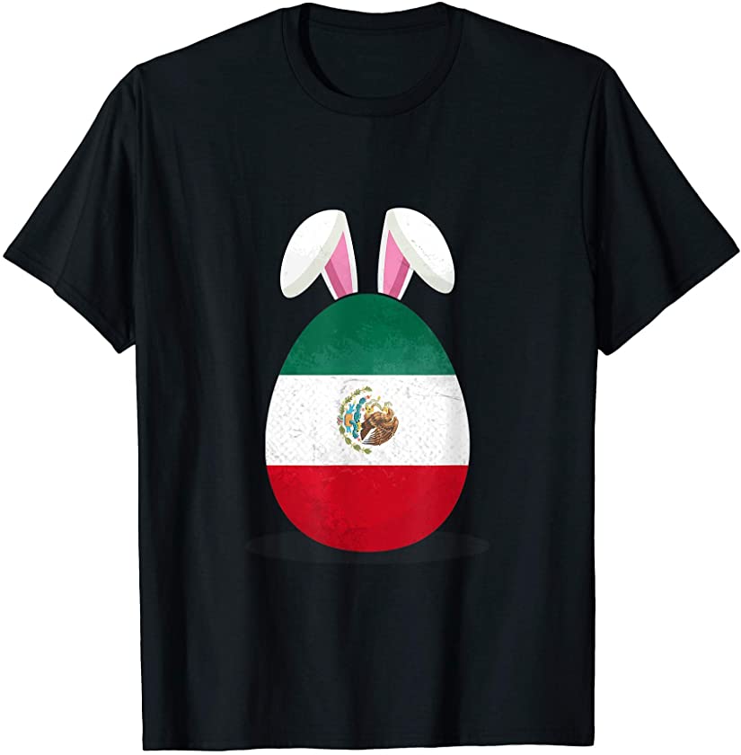 Mexico Flag Egg Bunny Ears Mexican Easter Sunday T-Shirt