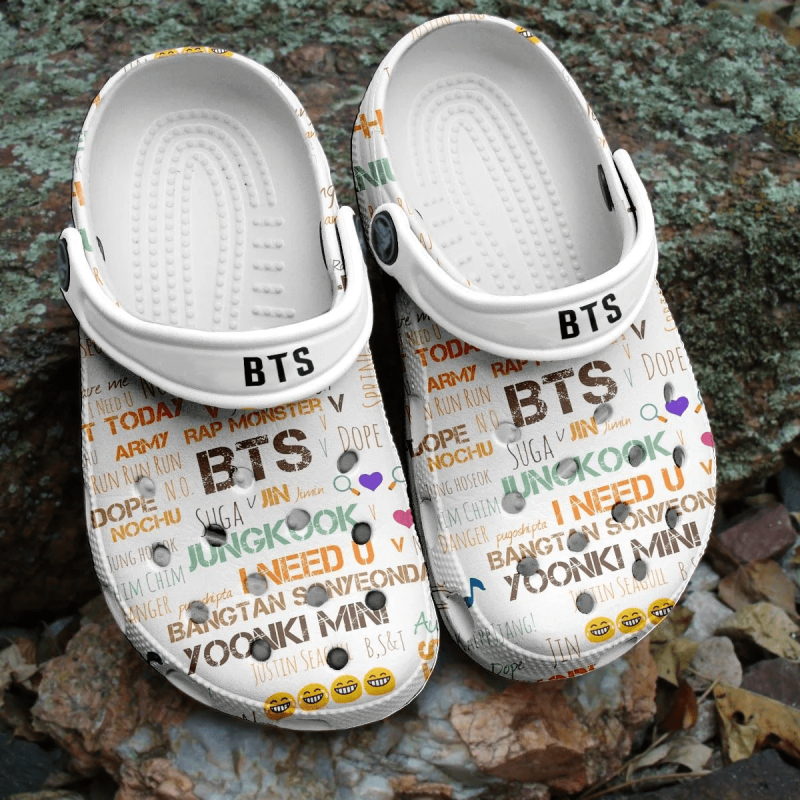 BTS Jungkook Pattern Crocband Comfortable Shoes Clogs Crocs For Men Women