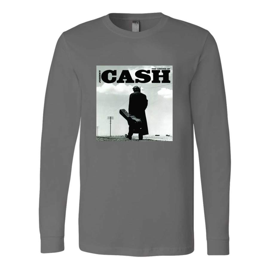 Johnny Cash Tattered And Torn Vintage Muscle2 Long Sleeve T-Shirt