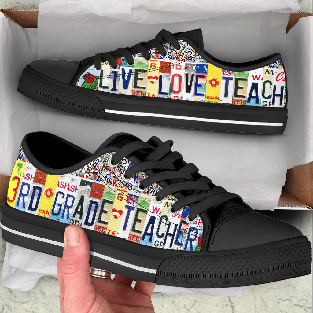 3Rd Grade Teacher Low Top Shoes License Plates Canvas Shoes School Shoes – Best Gift For Teacher