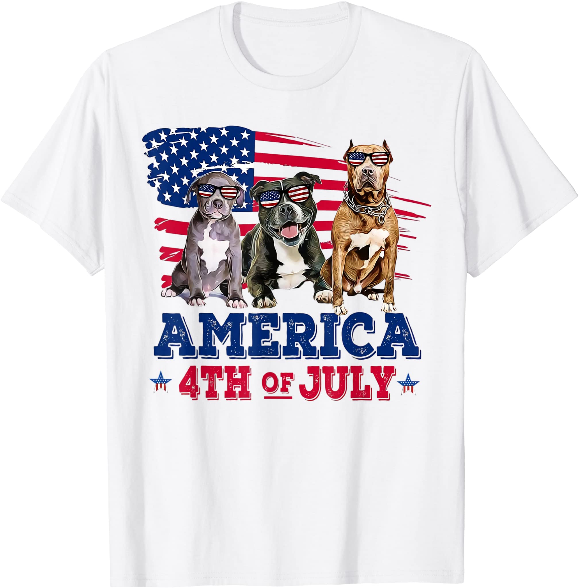 Pitbull America Flag 4th Of July Independence Day Dog Lover T-Shirt