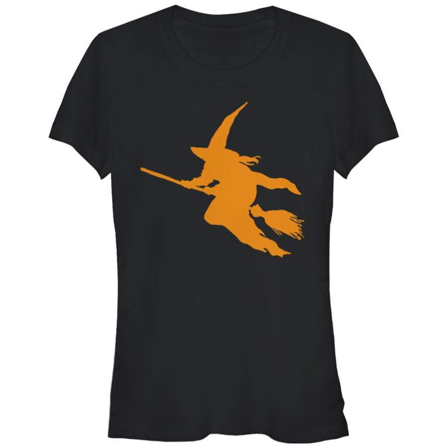 Lost Gods Junior’s Halloween Witch on a Broomstick  T Shirt Black