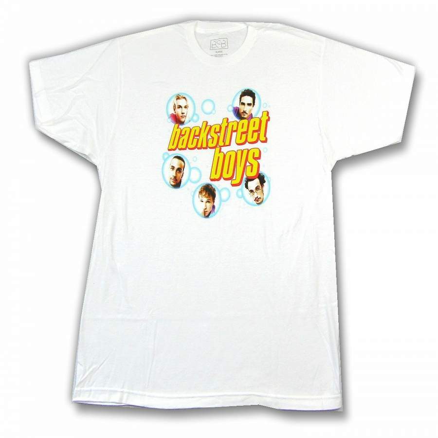 Backstreet Boys Bubble Heads Image White T Shirt