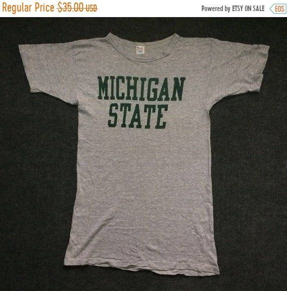 Vintage Michigan State Champion Short Sleeve Rare Rayon 80S Shirt