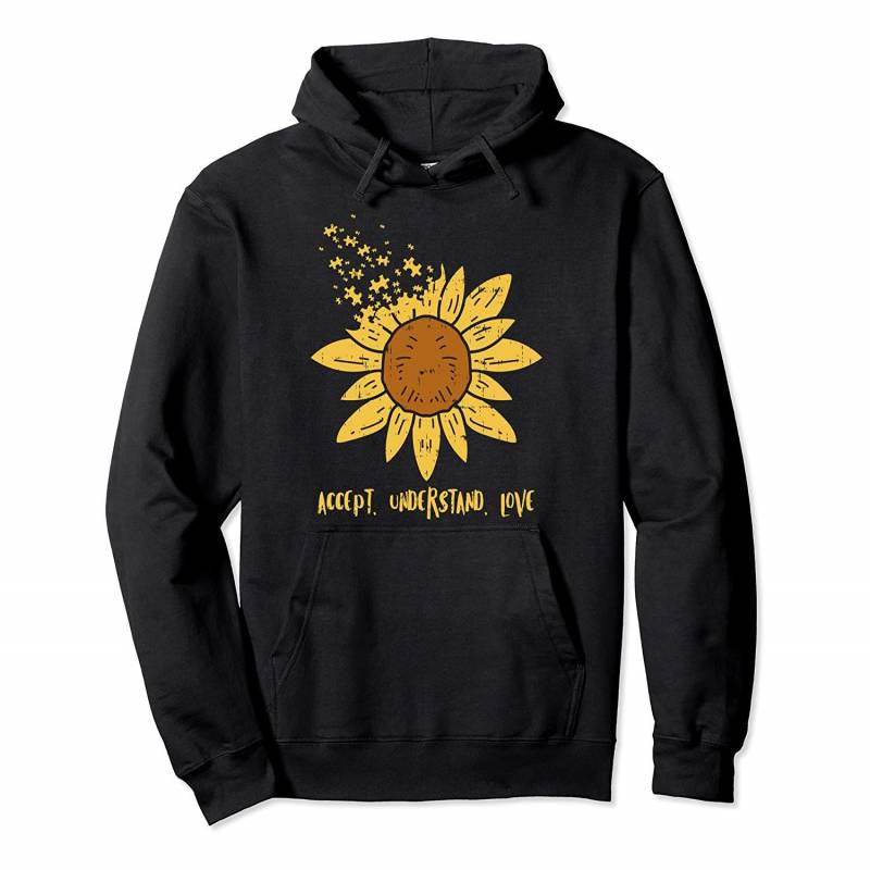 Accept Understand Love Sunflower Shirt Autism Awareness Puzz Pullover Hoodie