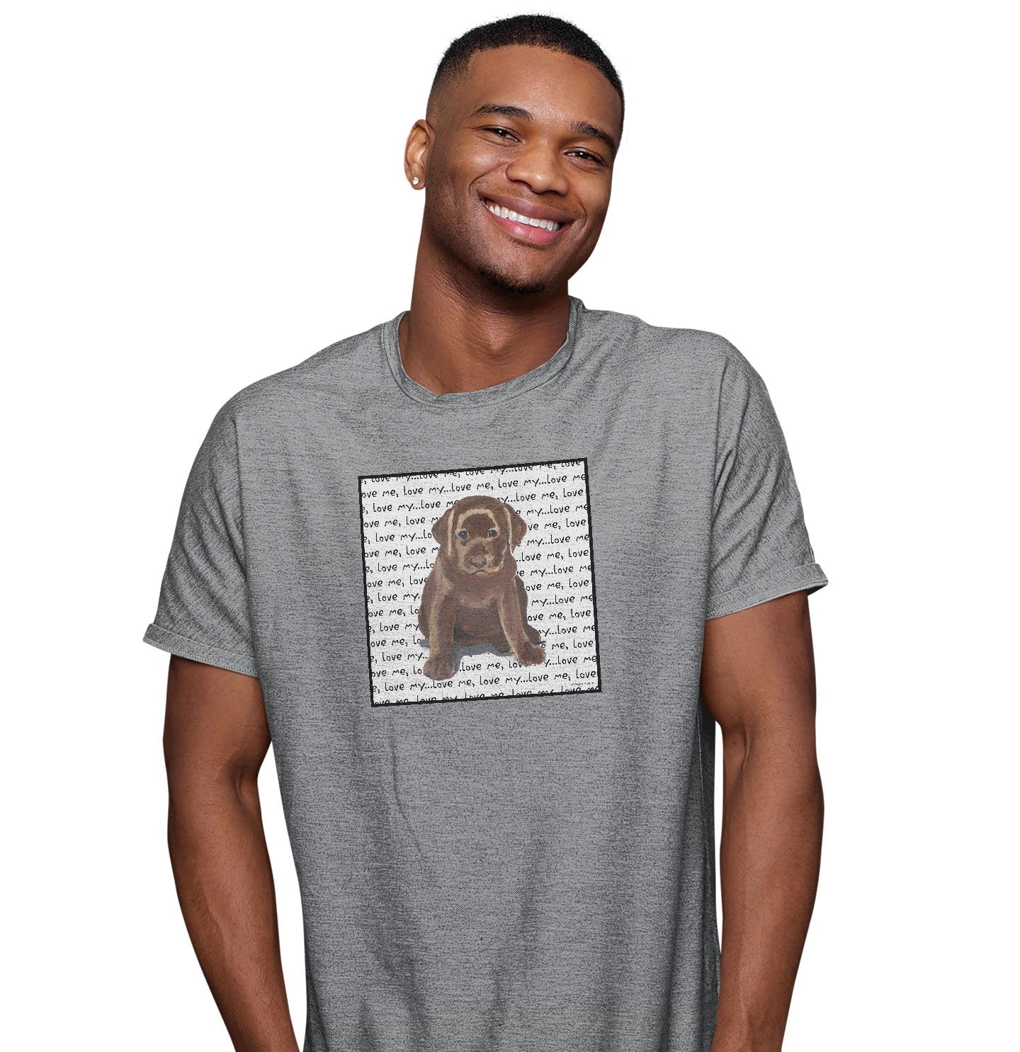 Chocolate Lab Puppy Love Text – Adult Unisex T-Shirt