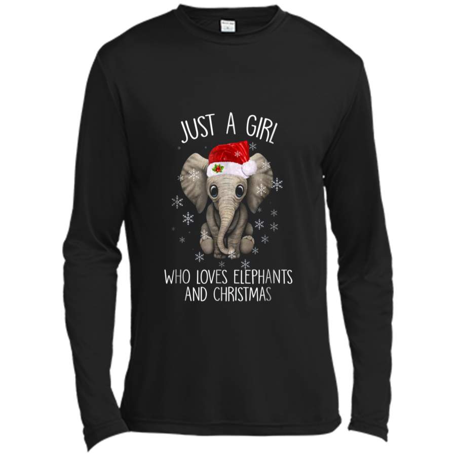 Just a girl who loves elephants and christmas Long Sleeve Moisture Absorbing Shirt