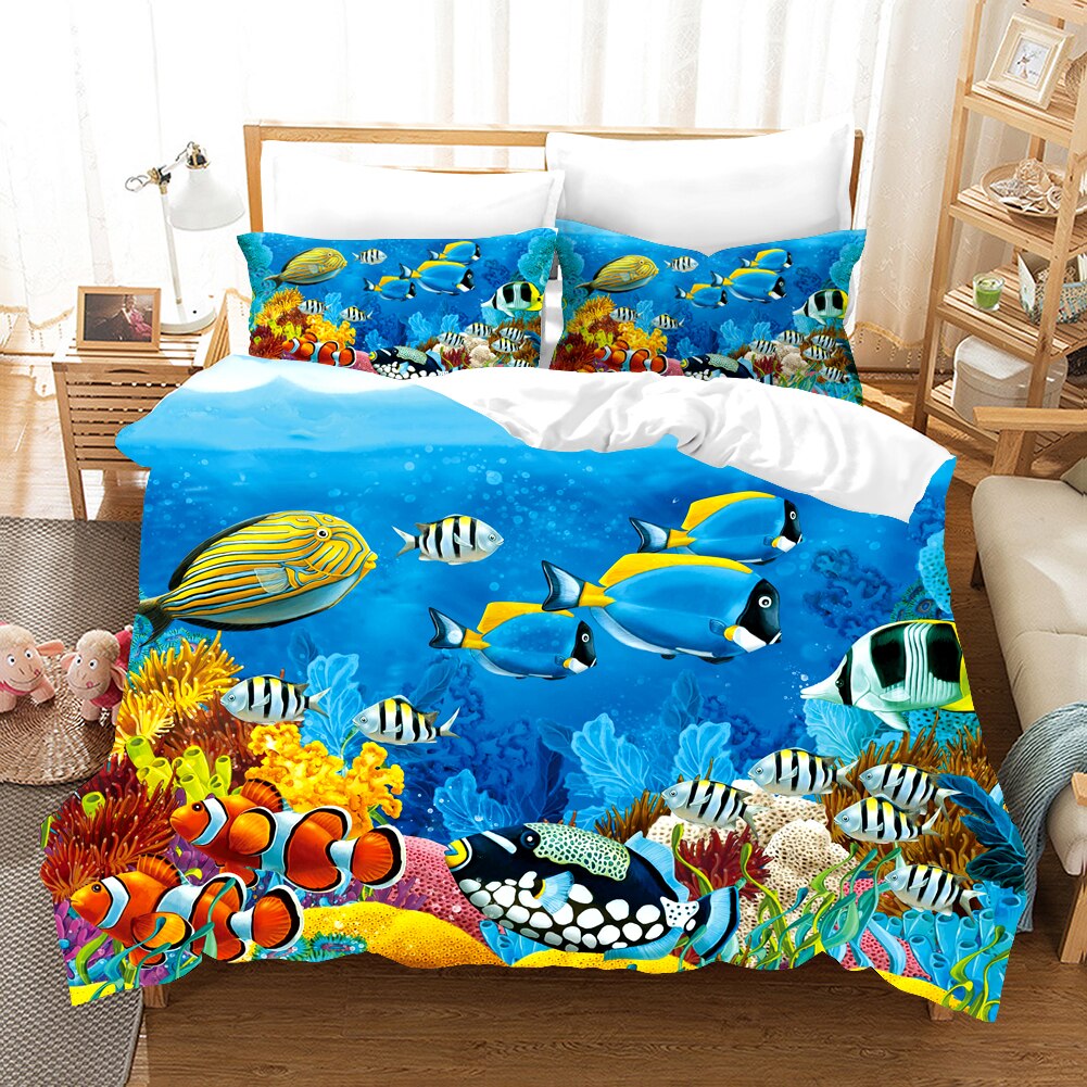 3D Dolphin Printed Duvet Cover And Pillow Case Aniaml Bedding Sets Eu/Us/Au/Uk Size