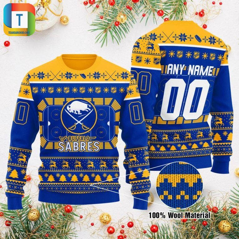 Buffalo Sabres Custom Name Number Gift For Fan Ugly Wool Sweater Christmas