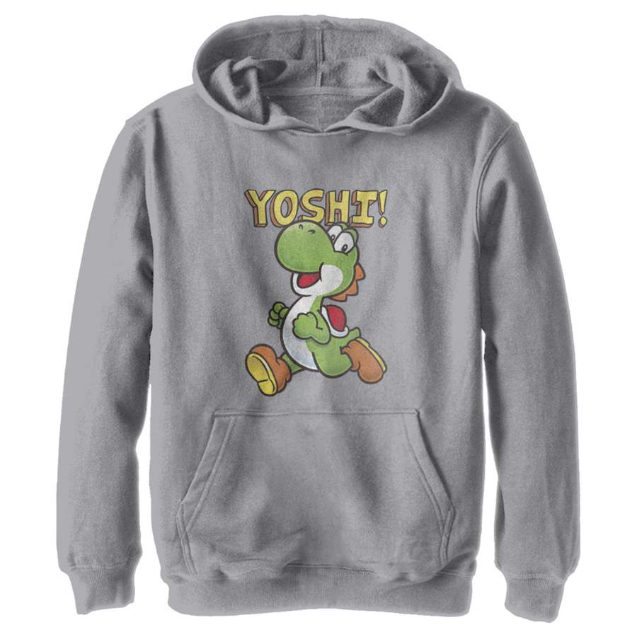 Nintendo Boy’s Running Yoshi  Lightweight Hoodie Athletic Heather