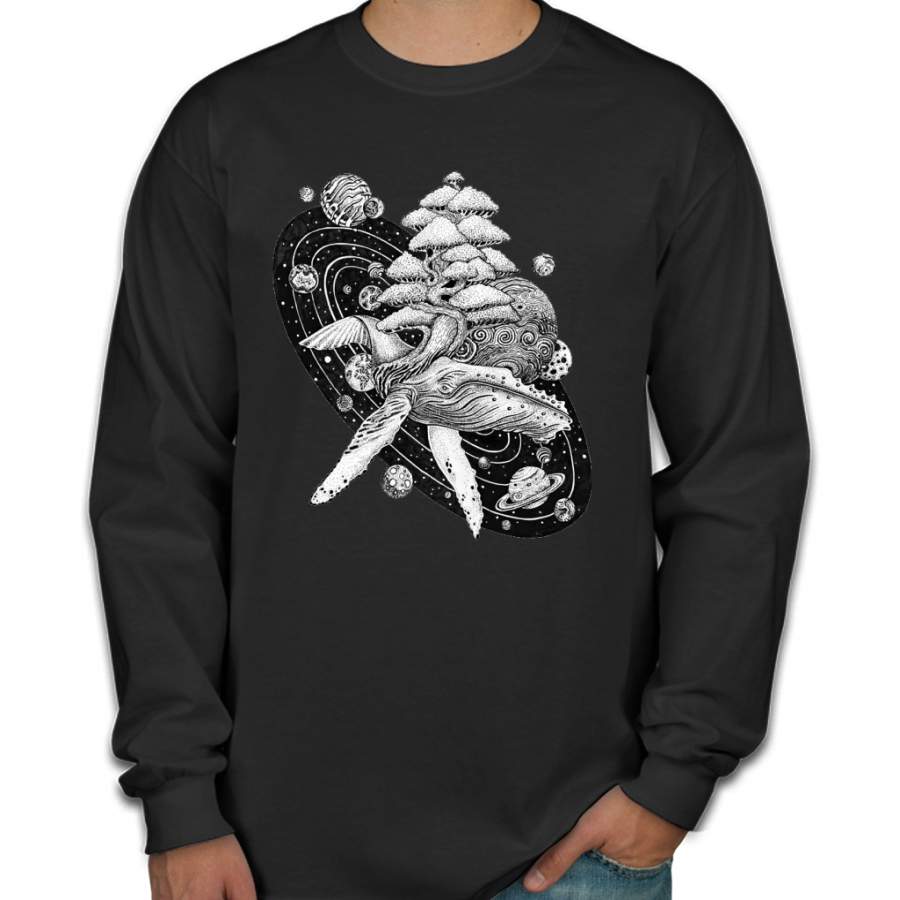 Space Whale Men Long Sleeve Shirt