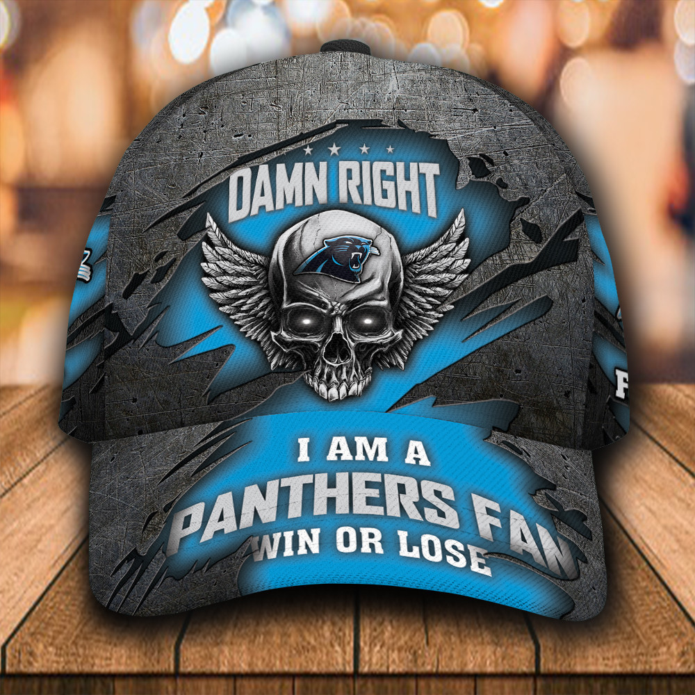 Personalized I Am A Carolina Panthers Fan Skull All Over Print 3D Baseball Cap – Blue