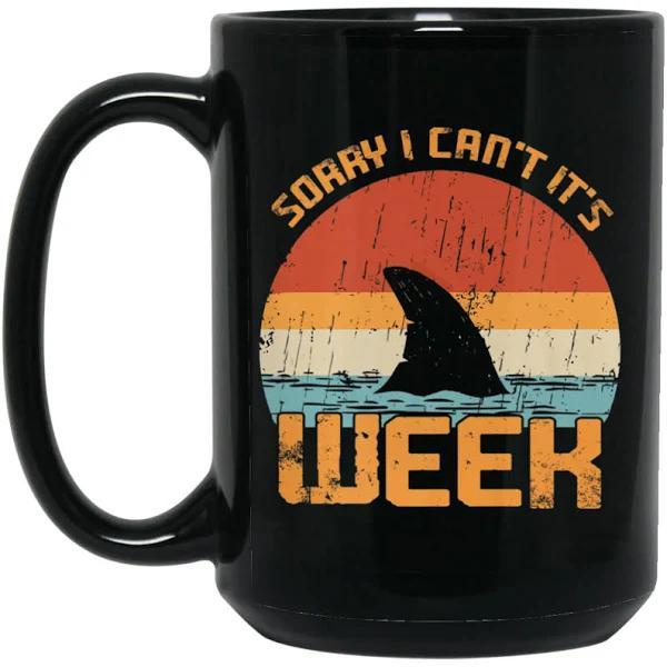 Shark Sorry I Can’T It’S Week Vintage Funny Mug, Coffee Mugs