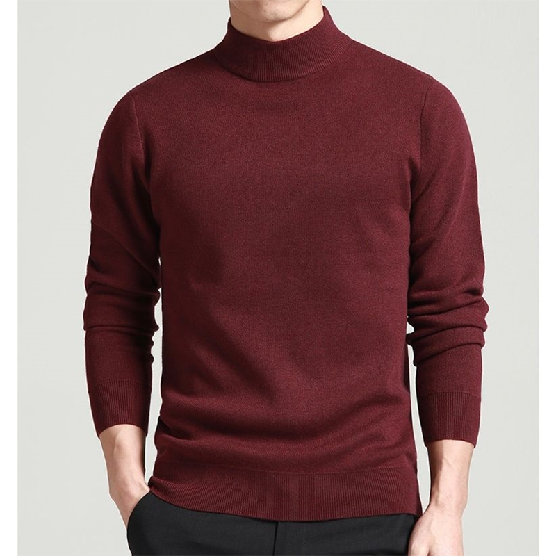 Spring Autumn Men Sweater Solid Color Pullovers Mock Neck Thin Fashion Knitted Pullovers alx