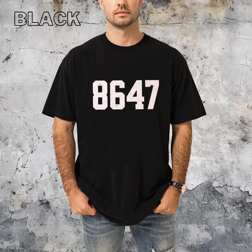 Men’s 8647 Vintage Number T-Shirt, Classic Bold Print, Relaxed Fit, Premium Cotton Fabric, Great for Casual Wear, Concerts, and Sports Events