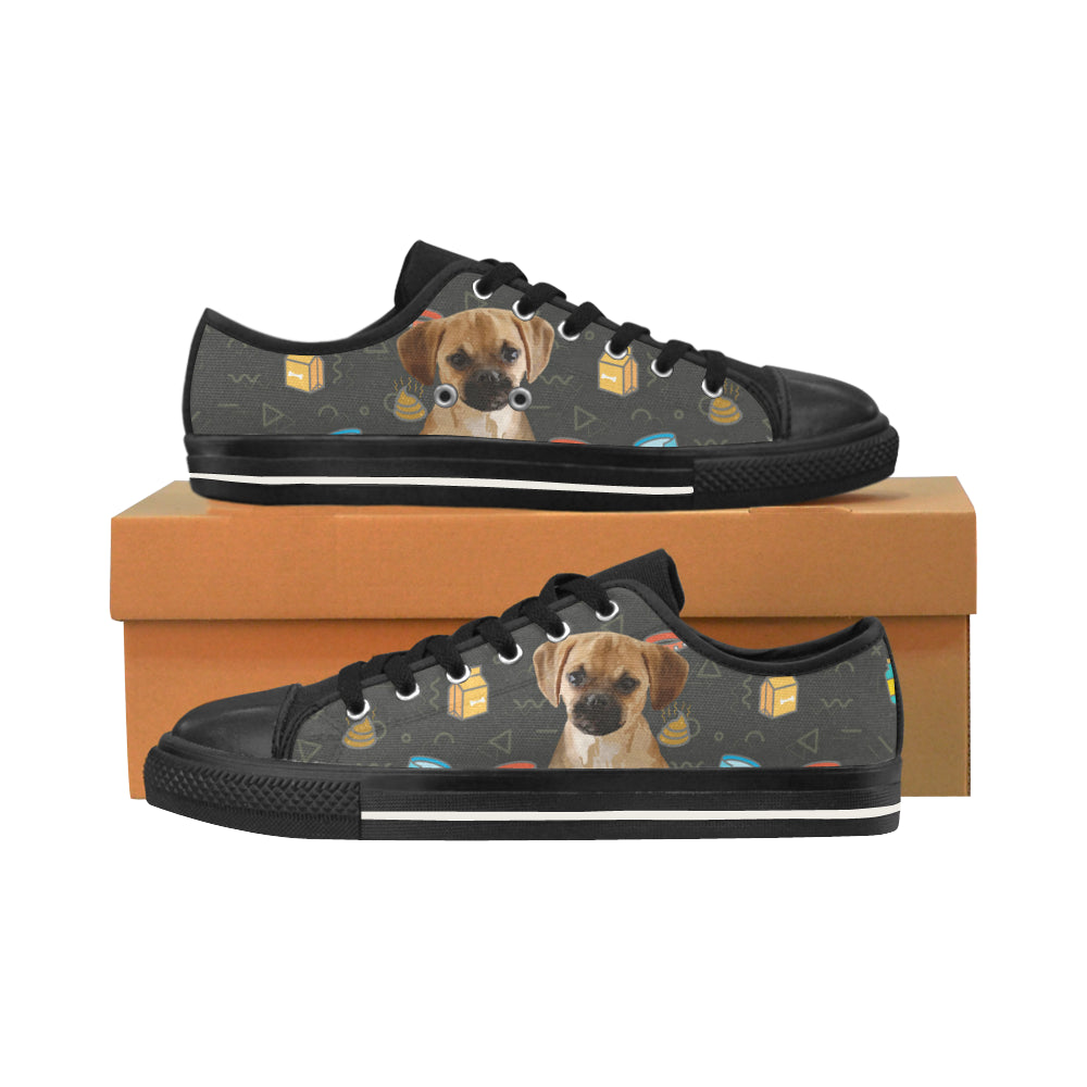 Puggle Dog Black Men’s Classic Canvas Shoes/Large Size