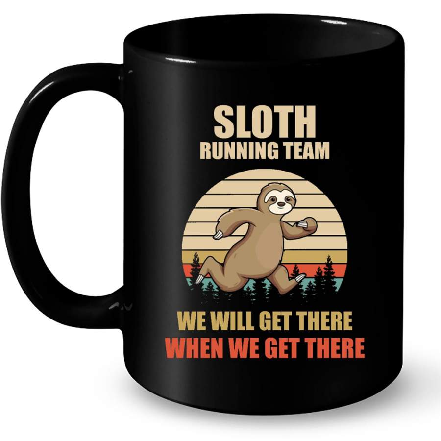 Sloth Running Team We Will Get There When We Get There, Classic Sunset Vintage – Full-Wrap Coffee Black Mug