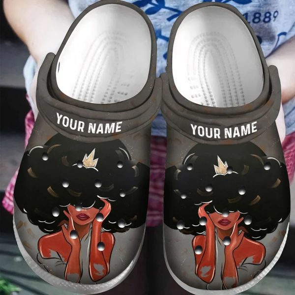 Personalized African American Afro Black Queen Girl Crocs Crocband Clog Shoes For Men Women Ht