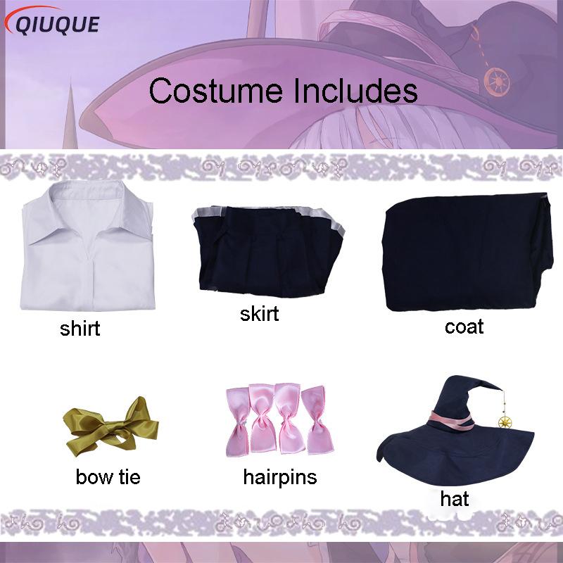 Anime The Journey of Elaina Cosplay Costume Hat Wig Wandering Witch Outfit Majo no Tabitabi Lovely Halloween Party Suit alx