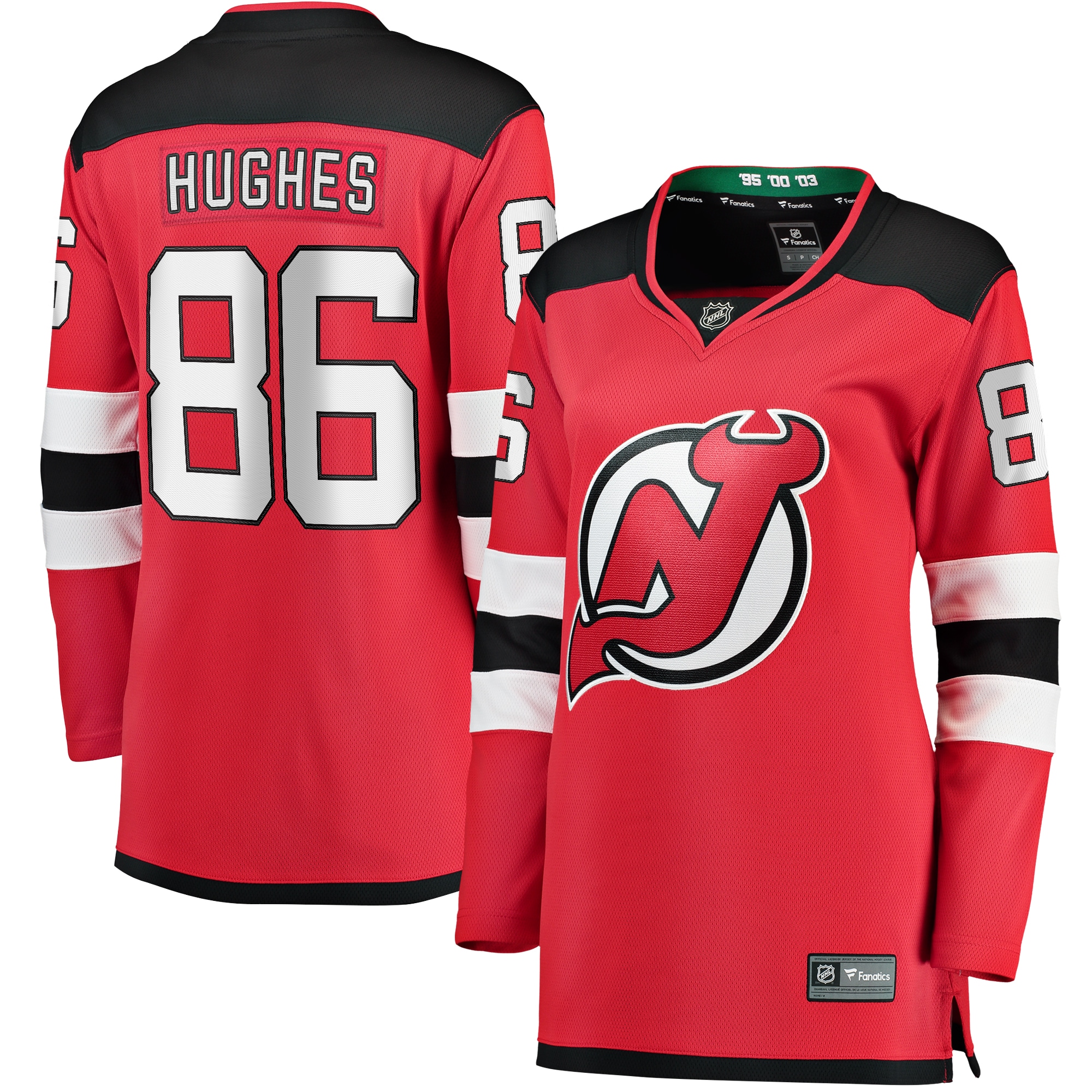 Women's New Jersey Devils Jack Hughes Red Home Breakaway Jersey