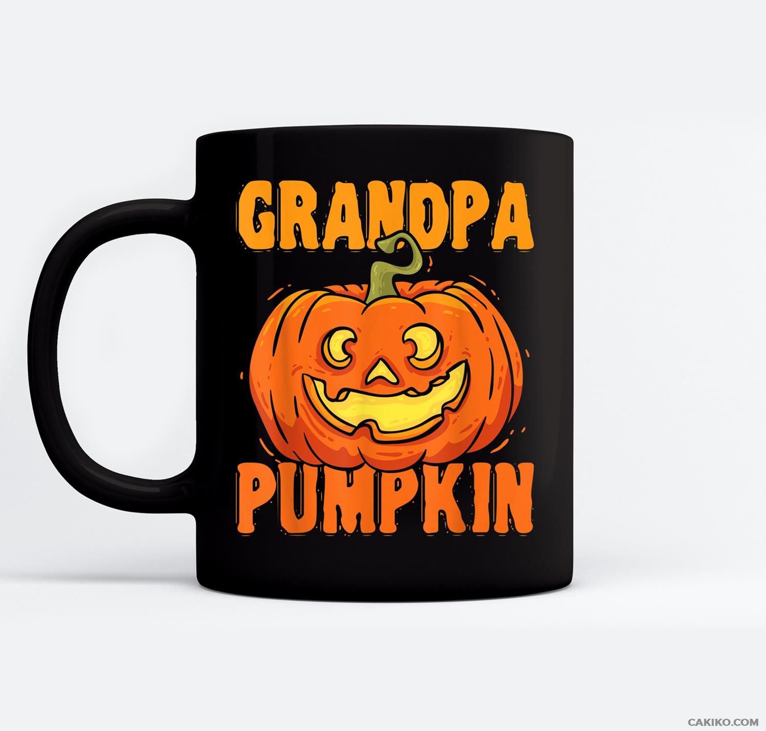 Grandpa Pumpkin Retirement Gift Jack O Lantern Halloween Ceramic Coffee Black Mugs