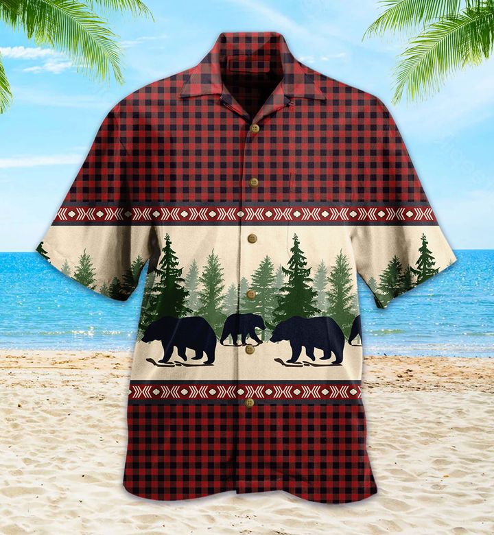 Arrowhead Plaid Bear Red Hawaii Shirt Ha15954