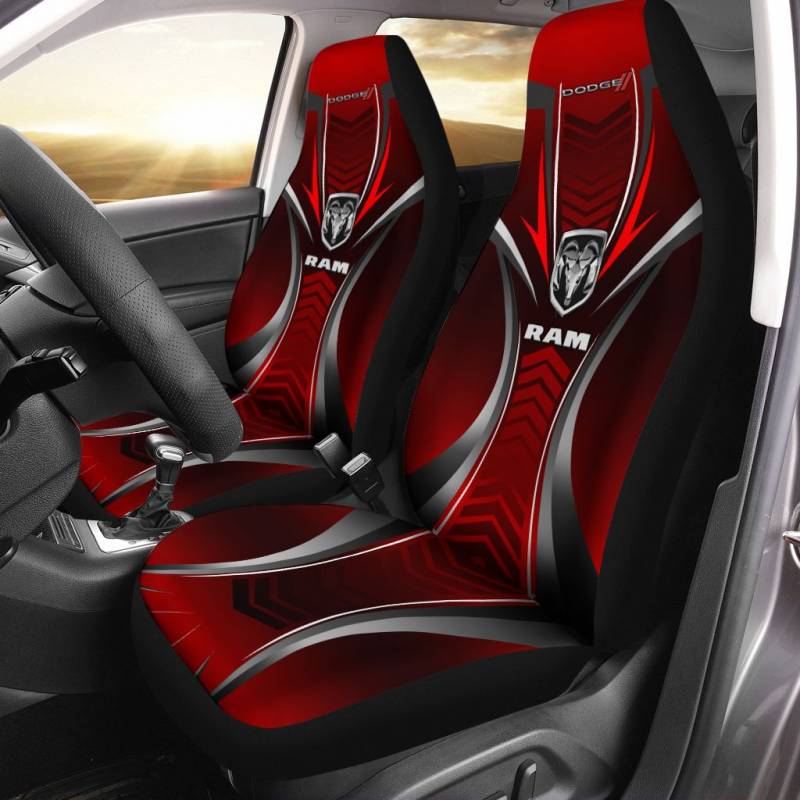 Dodge RAM NTA Car Seat Cover (Set of 2) Ver 2 (Red)