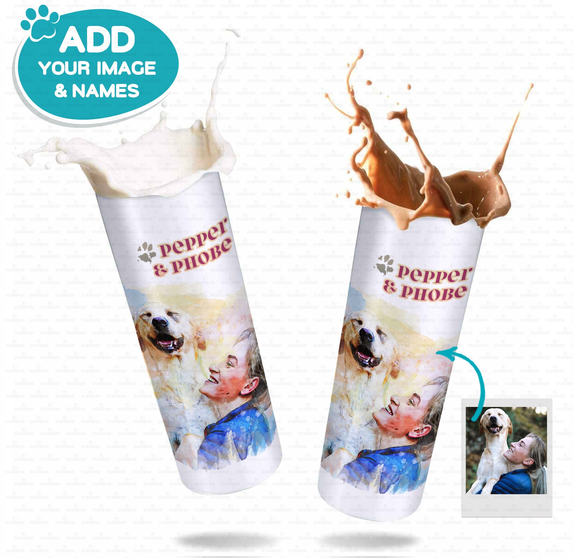 Personalized Dog Gift Idea – Watercolor Portrait Puppy Gift For Dog Mom – Tumbler