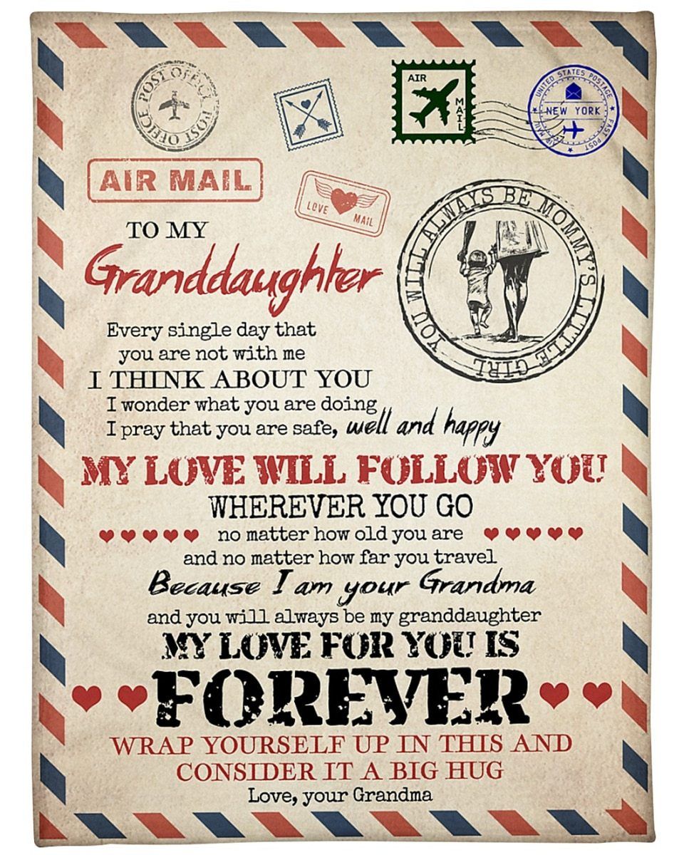 [Personalized Name] A Letter To Granddaughter Forever Love From Grandma My Love Will Follow You Fleece Blanket, Sherpa Blanket, Gift For Parent, Family Member, Friends Gift, Christmas Gift, Home Decor, Home Living