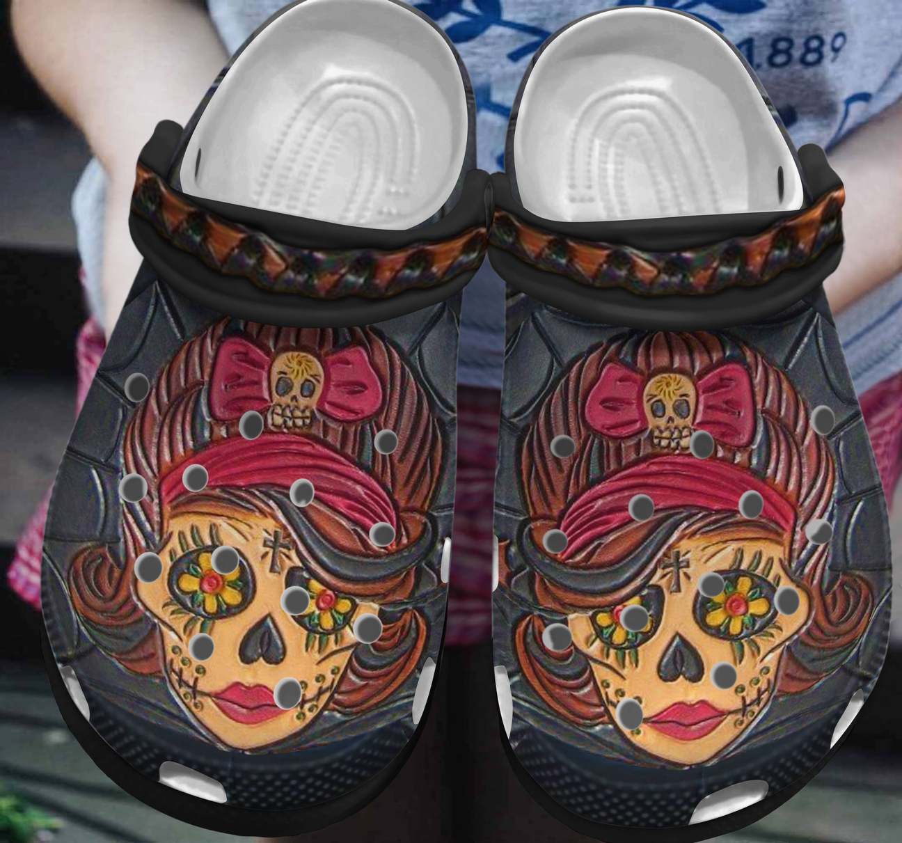 Skull Personalized Clog, Custom Name, Text, Color, Number Fashion Style For Women, Men, Kid, Print 3D Skull Lady