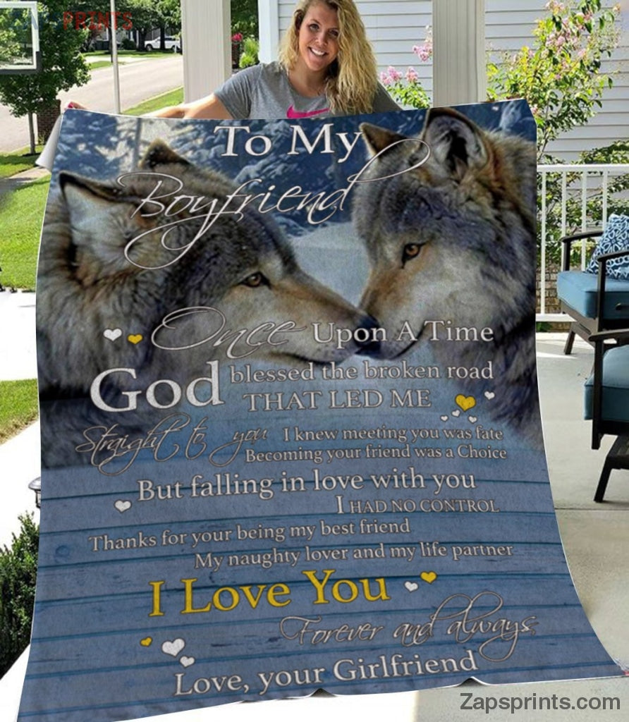 Gift For Boyfriend – To My Boyfriend – Wolf – I Love You – Girlfriend Gift To Boyfriend – Blanket