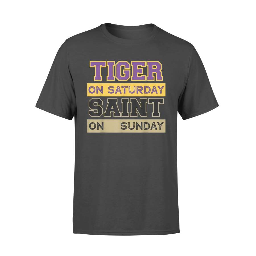 Tiger on Saturday Saint on Sunday Louisiana Football Apparel T-Shirt – Standard T-shirt