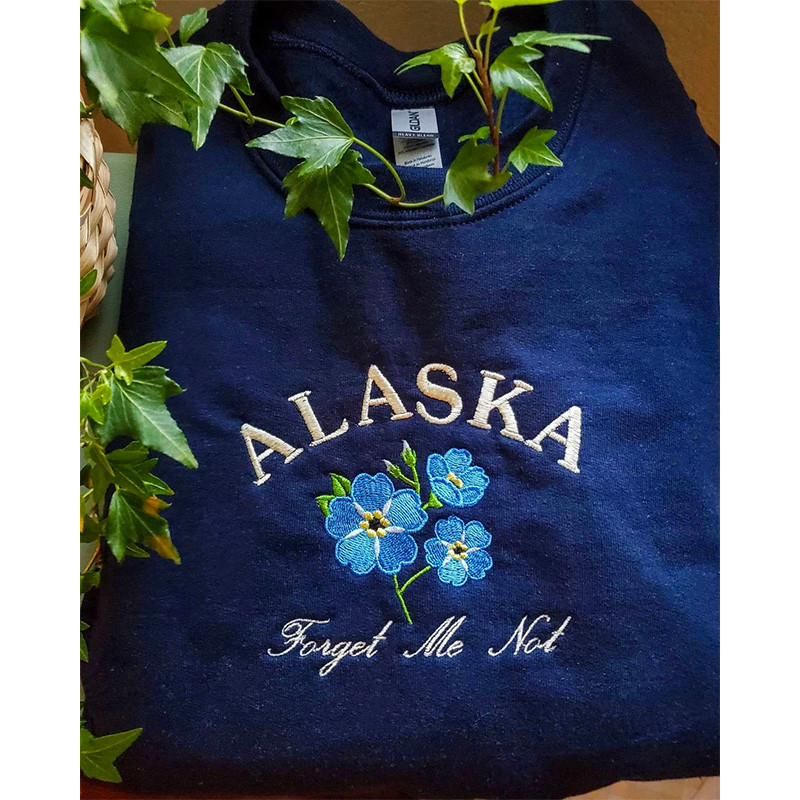 American Alaska Vintage Jumper Flower Embroidery Women Autumn Sweatshirts Loose Cotton Crewneck Thick Fleece Warm Pullovers alx