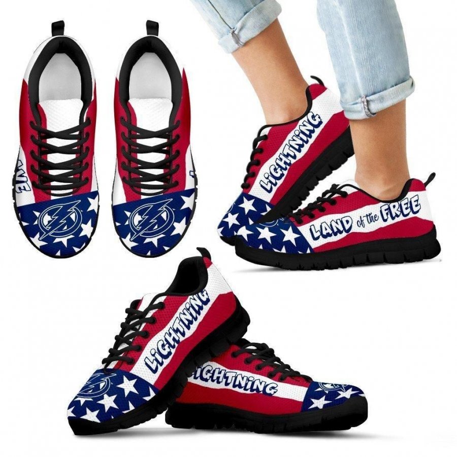 Proud Of American Flag Three Line Tampa Bay Lightning Sneakers #457