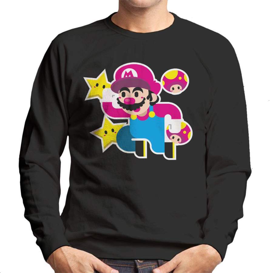Super Mario Bros Star Mushrooms Men’s Sweatshirt