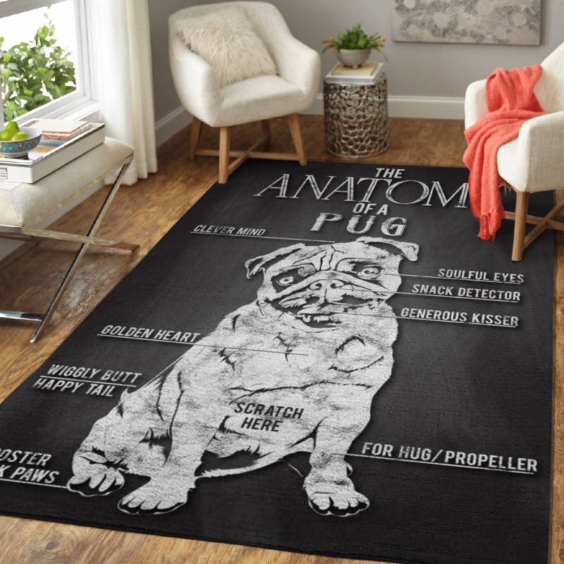 Pug Anatomy DogLover – Animals Area Rug Carpet