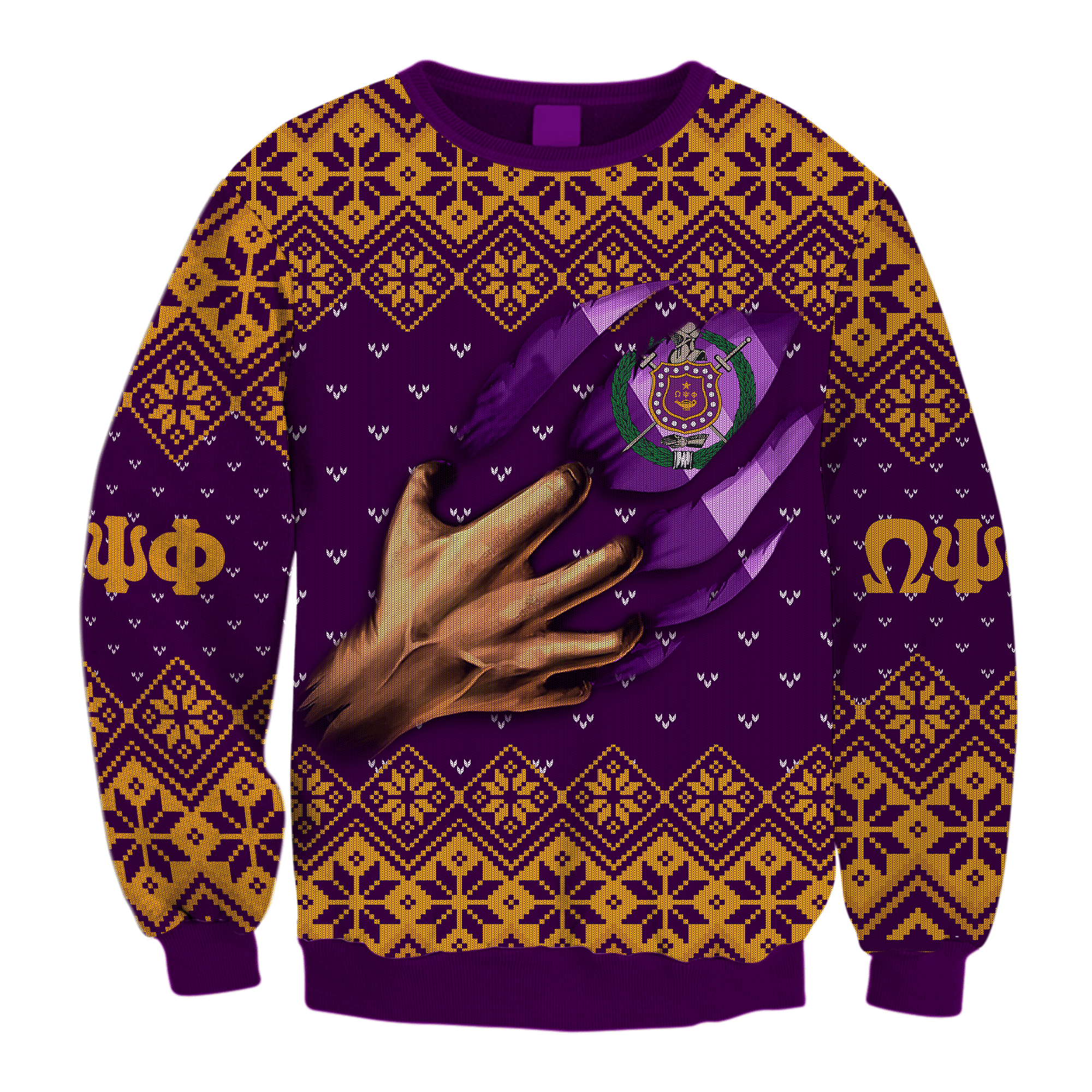 Fraternity Sweatshirt – Lux Omega Psi Phi In My Heart Christmas Crewneck Sweatshirt